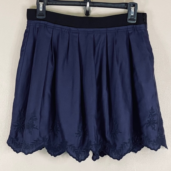 Zara Basic Navy Blue Scalloped Embroidered Skirt - Picture 3 of 9